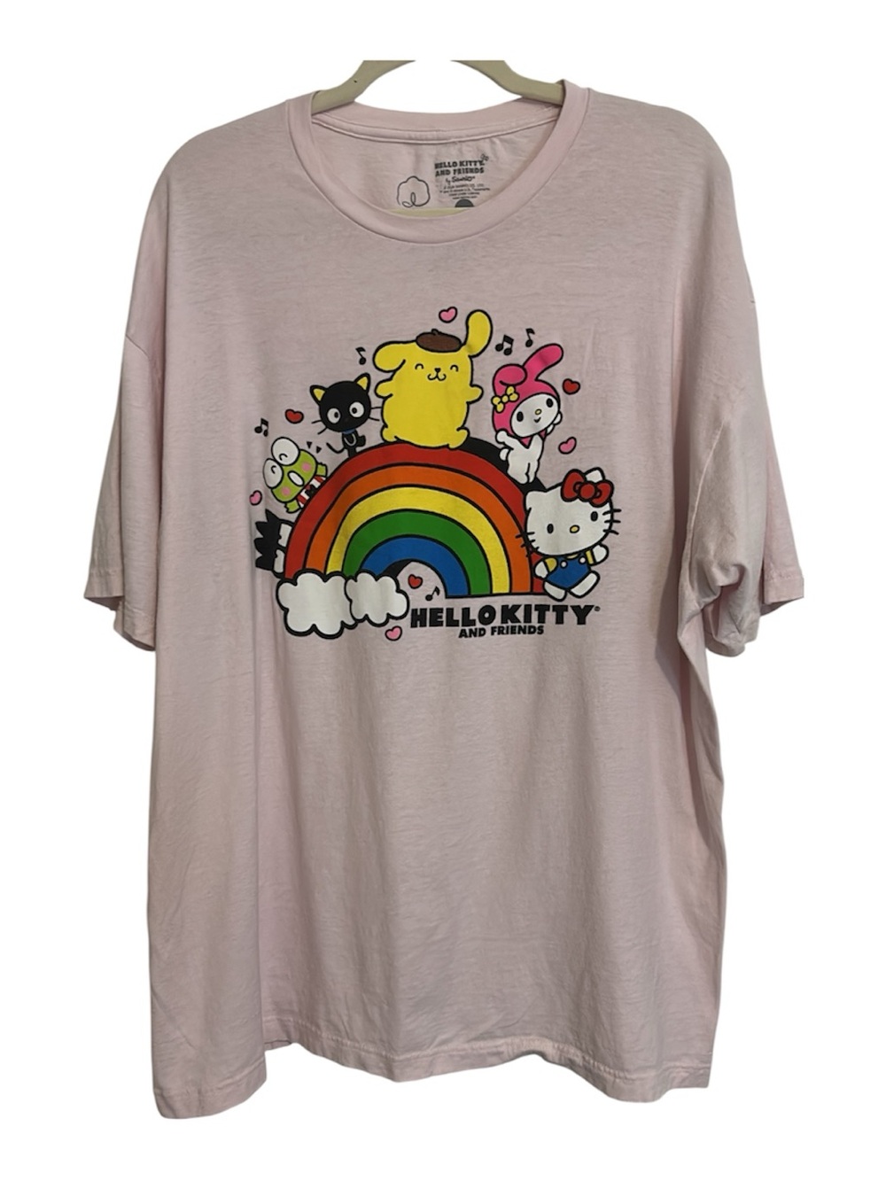2XL NWOT Hello Kitty Pastel Pink Rainbow & Friends Graphic Tee